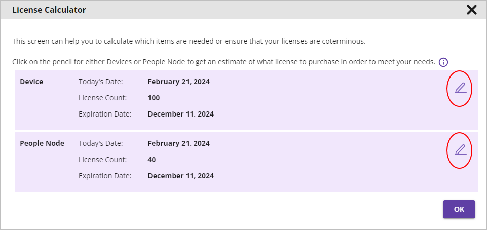 License Calculator Selector