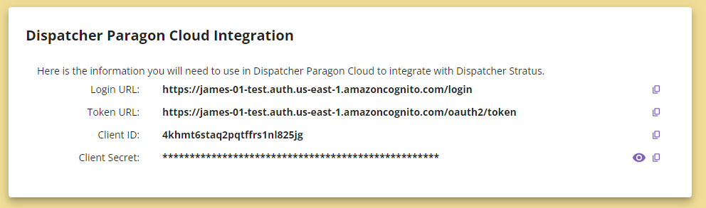 Dispatcher Paragon Cloud Integration panel