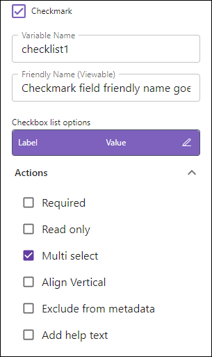 Checkmark Field