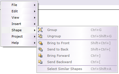 Shape menu